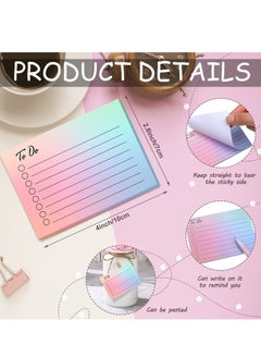 KASTWAVE 9 Pcs to Do List Sticky Notes, Assorted Colors Lined Sticky Notes Self Stick Note Pads Adhesive Memo to Do List for Planner Reminder Studying, Home Office School Supplies, 3 x 4 Inch(Gradient Colors)  - Image 3