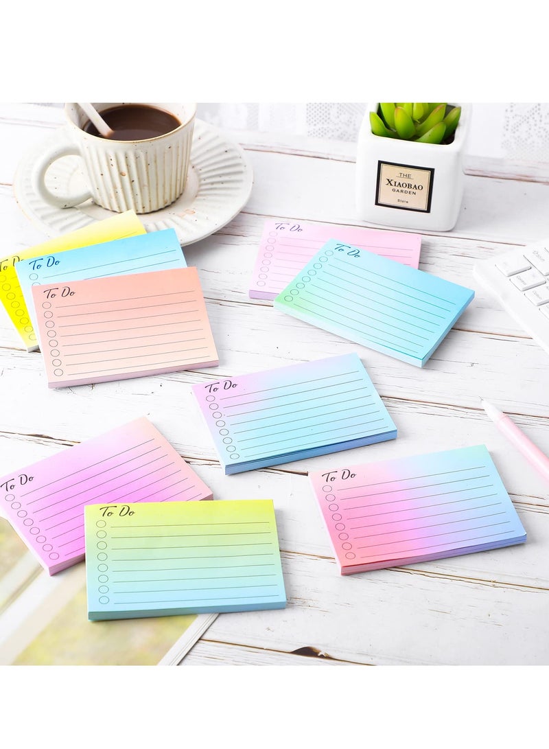 KASTWAVE 9 Pcs to Do List Sticky Notes, Assorted Colors Lined Sticky Notes Self Stick Note Pads Adhesive Memo to Do List for Planner Reminder Studying, Home Office School Supplies, 3 x 4 Inch(Gradient Colors)  - Image 4