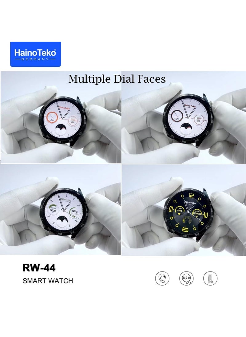 HainoTeko - Haino Teko RW44 Round Screen AMOLED Smartwatch with 3 Straps & Wireless Charger – Stylish & Feature-Packed for Gents & Boys - Image 1