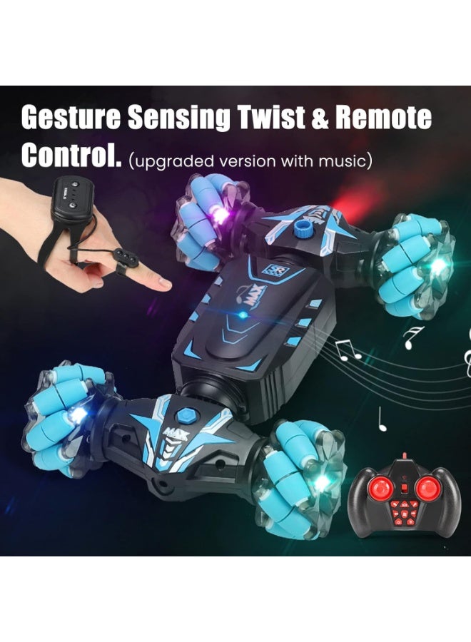 LR Stunt Car, 4WD 2.4GHz Remote Control Gesture Sensor Toy Cars, 360° Rotating Off Road Vehicle with Lights Music & Spray Launcher, Toy Cars for kids - Image 3