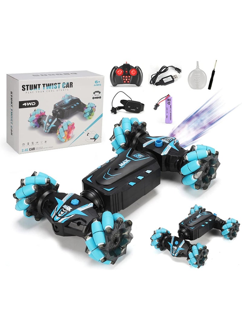 LR Stunt Car, 4WD 2.4GHz Remote Control Gesture Sensor Toy Cars, 360° Rotating Off Road Vehicle with Lights Music & Spray Launcher, Toy Cars for kids - Image 1