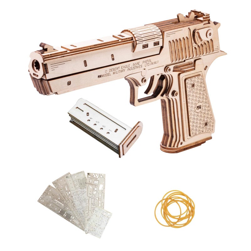 MU 3D Wooden Puzzle for Adults Model kit Building Wood Desert Eagle, Toy Wooden Puzzles Gun, DIY Kits for Men Gifts Birthday Collectible Hobbies Kit - Image 1