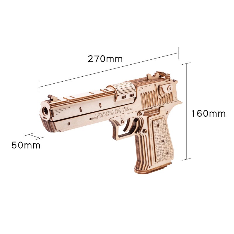 MU 3D Wooden Puzzle for Adults Model kit Building Wood Desert Eagle, Toy Wooden Puzzles Gun, DIY Kits for Men Gifts Birthday Collectible Hobbies Kit - Image 2