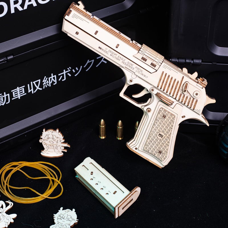 MU 3D Wooden Puzzle for Adults Model kit Building Wood Desert Eagle, Toy Wooden Puzzles Gun, DIY Kits for Men Gifts Birthday Collectible Hobbies Kit - Image 5