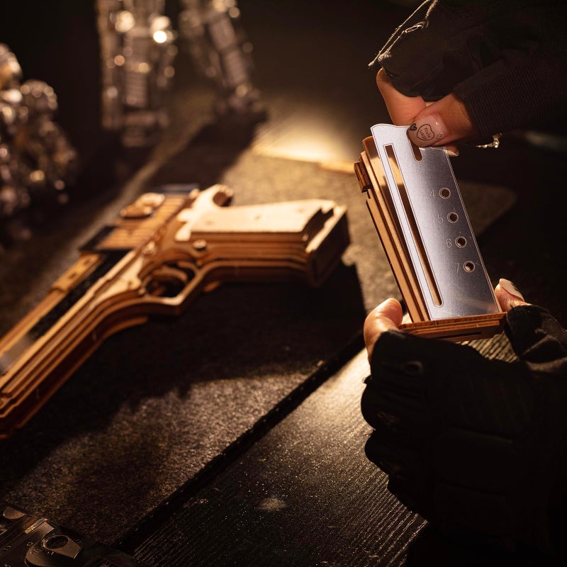 MU 3D Wooden Puzzle for Adults Model kit Building Wood Desert Eagle, Toy Wooden Puzzles Gun, DIY Kits for Men Gifts Birthday Collectible Hobbies Kit - Image 4
