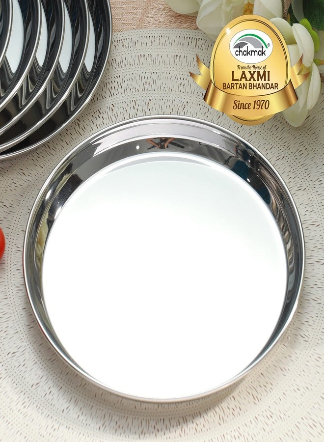Chakmak Stainless Steel Dinner Plate Steel Thali(9 Inch) Set of 2 - Image 3
