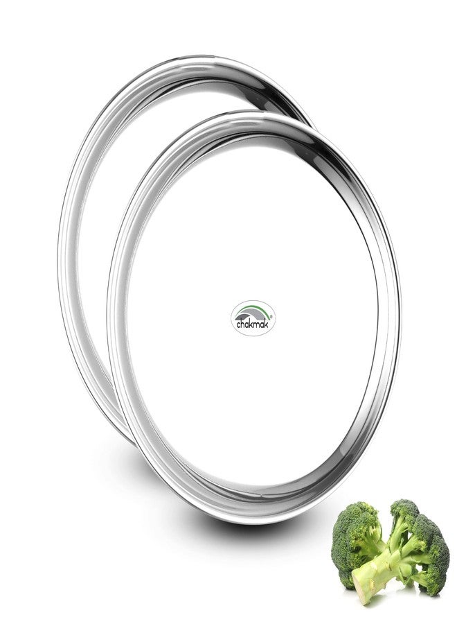 Chakmak Stainless Steel Dinner Plate Steel Thali(9 Inch) Set of 2 - Image 1