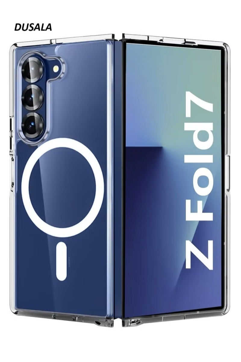DUSALA Transparent MagSafe Case for Samsung Galaxy Z Fold 7 – Dual-Part Protective Cover with Magnetic Ring, Slim & Hinge-Compatible Design - Clear - Image 1