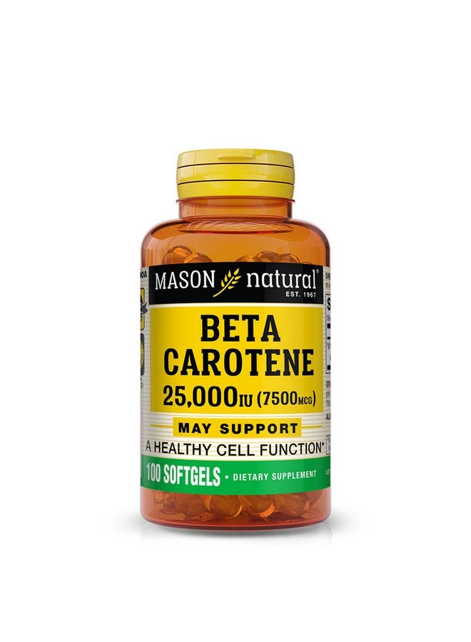 MASON NATURAL Vitamin A Beta Carotene 25,000 IU - Supports Healthy Vision, Cell Function & Immune Function, 100 Softgels - Image 1