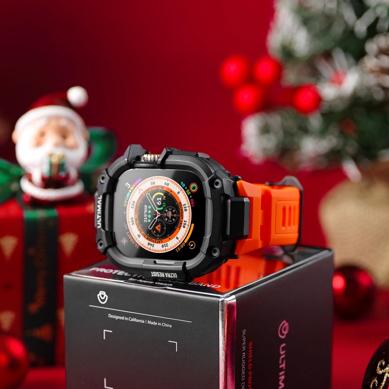 ULTIMAL Rugged Band with Case for Apple Watch 49mm, Military-Grade Shockproof Protective Strap for Men, All-in-One Outdoor Sport Watch Band Compatible with Apple watch Ultra 3/2/1 (Orange) - Image 2