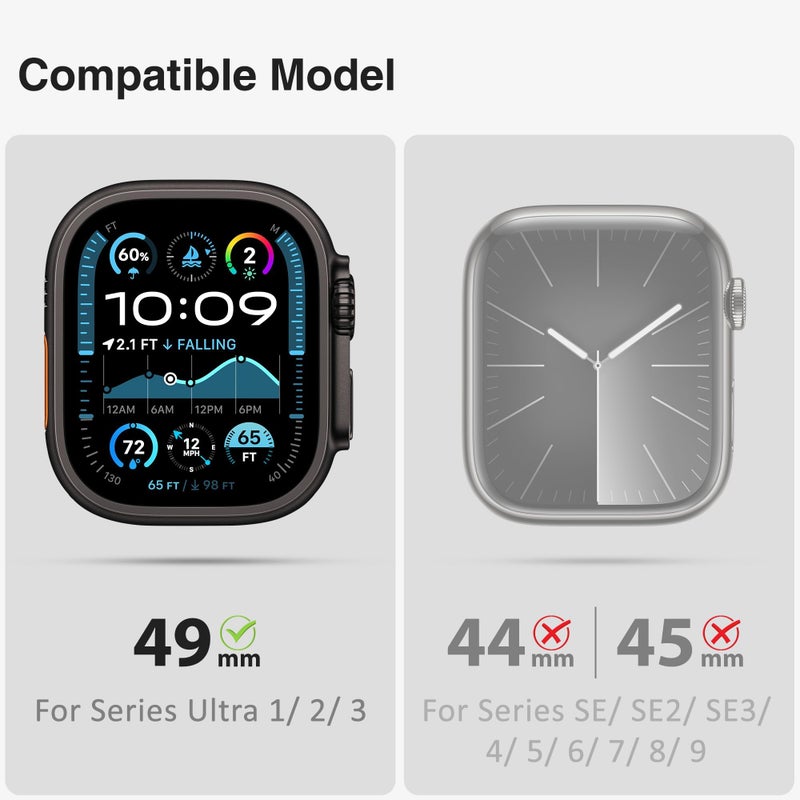 ULTIMAL Rugged Band with Case for Apple Watch 49mm, Military-Grade Shockproof Protective Strap for Men, All-in-One Outdoor Sport Watch Band Compatible with Apple watch Ultra 3/2/1 (Orange) - Image 3