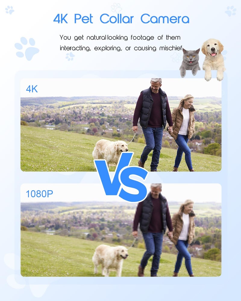 Yolansin 4K Cat Collar Camera, HD WiFi Pet Camera with 64GB SD Card, Mini Action Camera for Video Records Dog Collar Camera for Pet Supplies Camera for Cats Dogs Outdoor/Inoor Puppy Supplies Birthday - Image 4