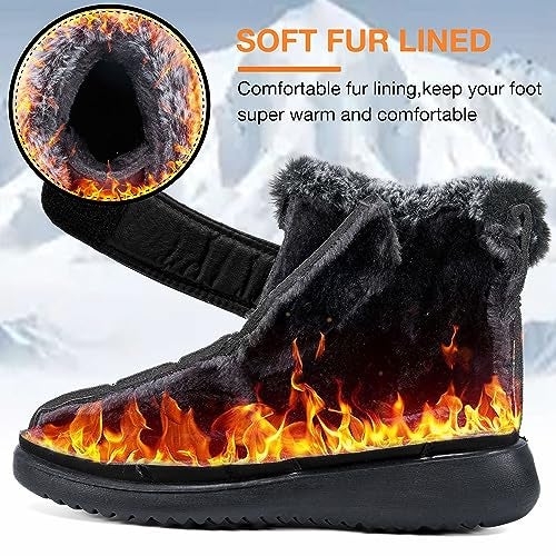 Aomigoct Women Winter Snow Boots: Fur Lined Warm Slip On Boots for Women Waterproof Booties Comfortable Outdoor - Image 3