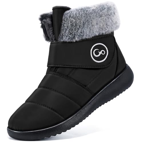 Aomigoct Women Winter Snow Boots: Fur Lined Warm Slip On Boots for Women Waterproof Booties Comfortable Outdoor - Image 1