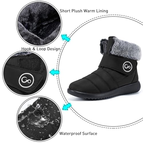 Aomigoct Women Winter Snow Boots: Fur Lined Warm Slip On Boots for Women Waterproof Booties Comfortable Outdoor - Image 4