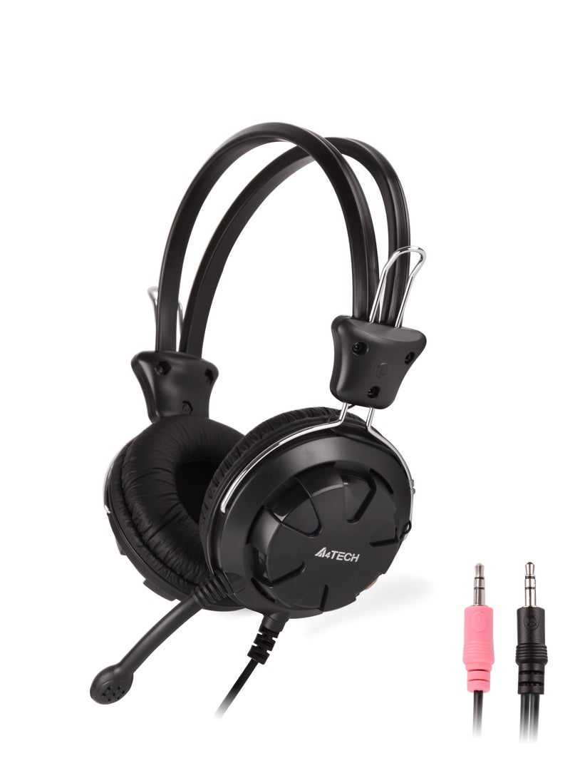 A4TECH A4TECH COMFORTFIT DOUBLE STEREO HEADSET HS-28, NOISE-CANCELLING MICROPHONE, BLACK - Image 1