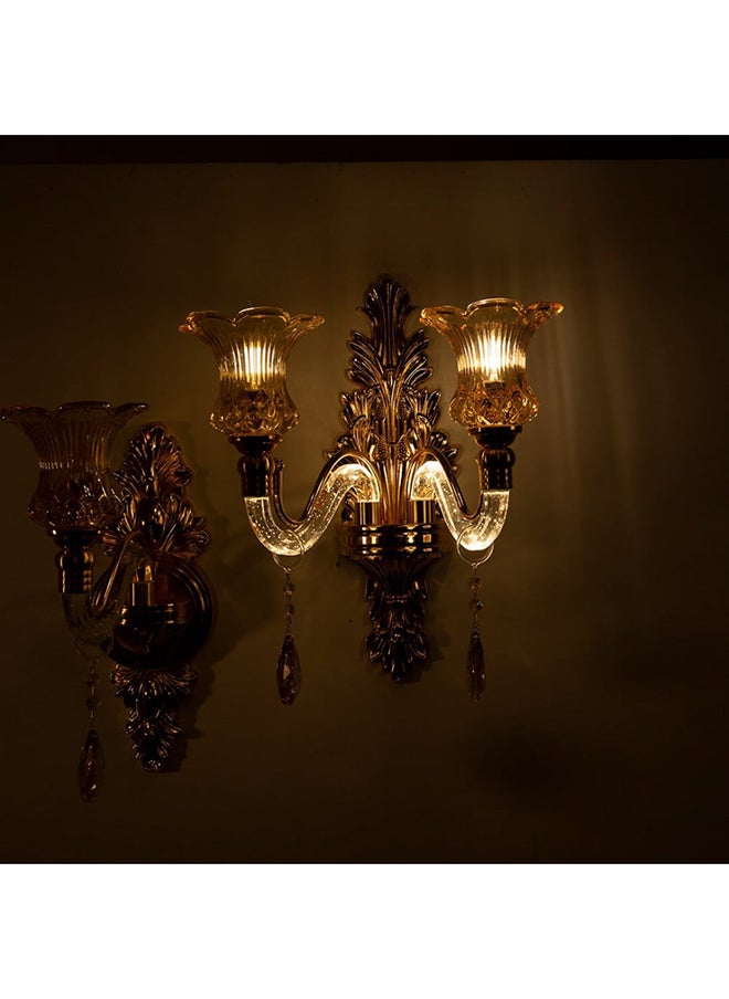 أباجورة زجاج كلاسيكي بأذرع كريستال مضيئة 24x26 سم