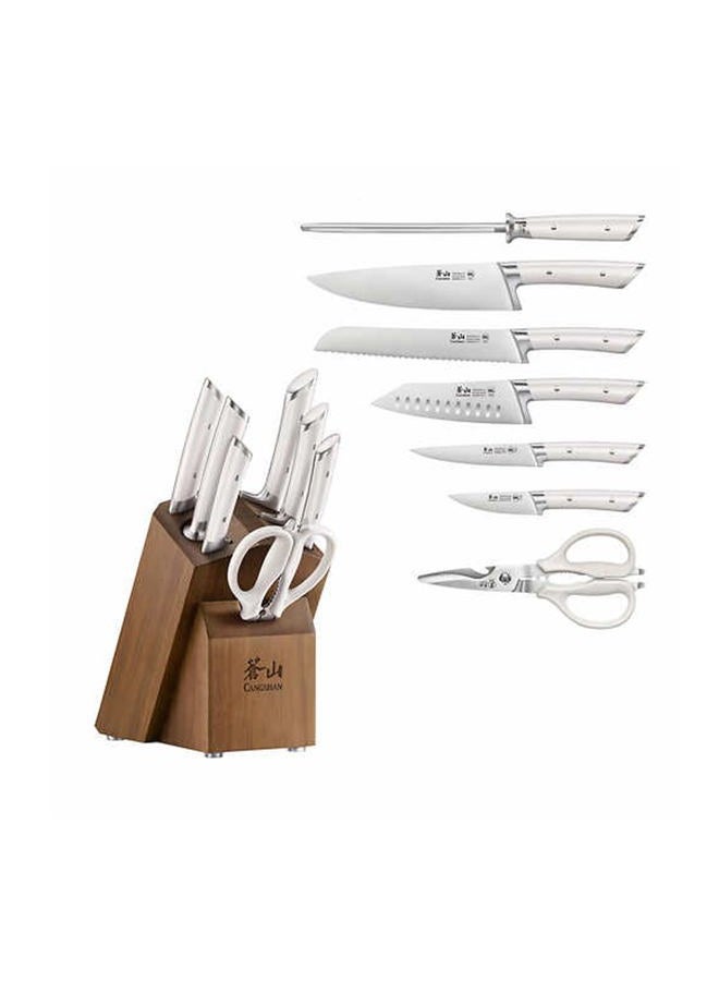 CANGSHAN Rainier Series German Steel Forged 8 - Piece Knife Block Set (White) - Image 2