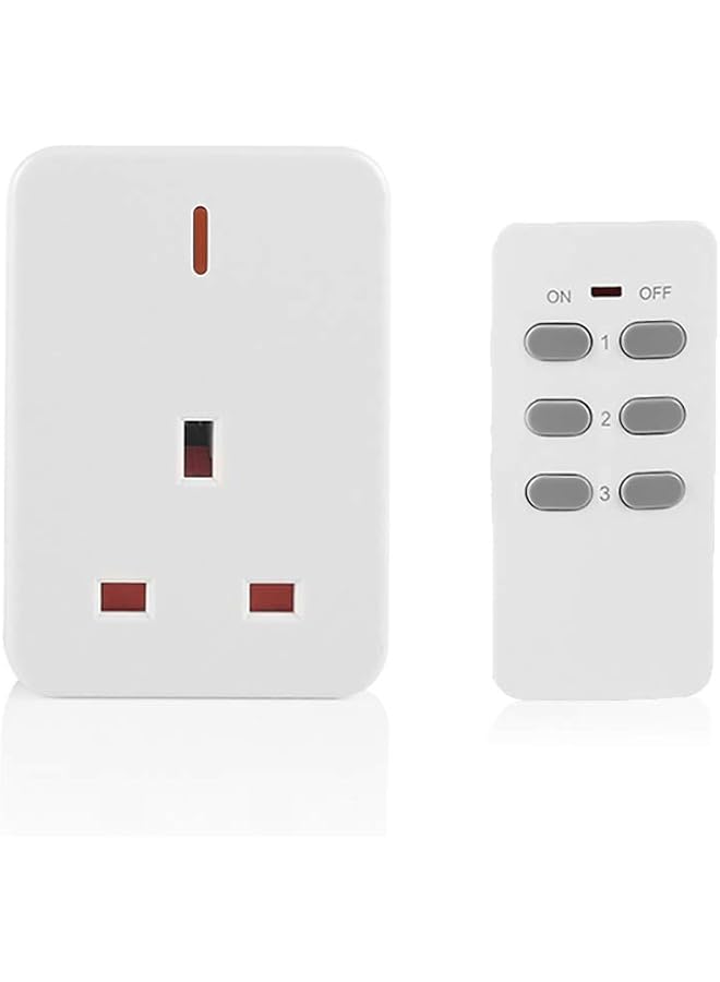 promass Remote Control Plug Socket, 13A/3000W Heavy Duty Wireless Light Switch, 30m/100ft Long Range, Programmable, CE and RoHS Listed, 1 Pack Socket and 1 Remote - Image 1