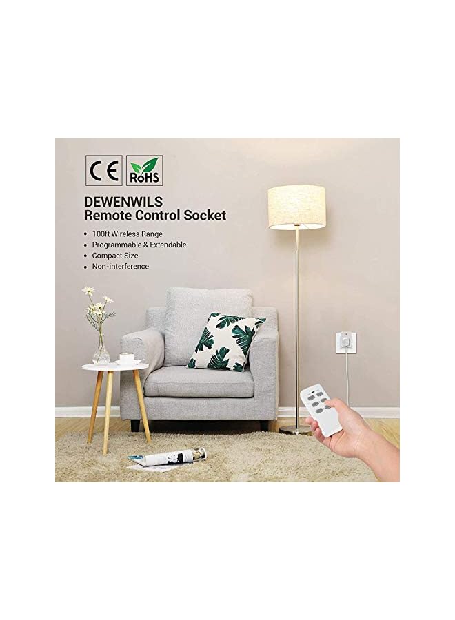 promass Remote Control Plug Socket, 13A/3000W Heavy Duty Wireless Light Switch, 30m/100ft Long Range, Programmable, CE and RoHS Listed, 1 Pack Socket and 1 Remote - Image 3