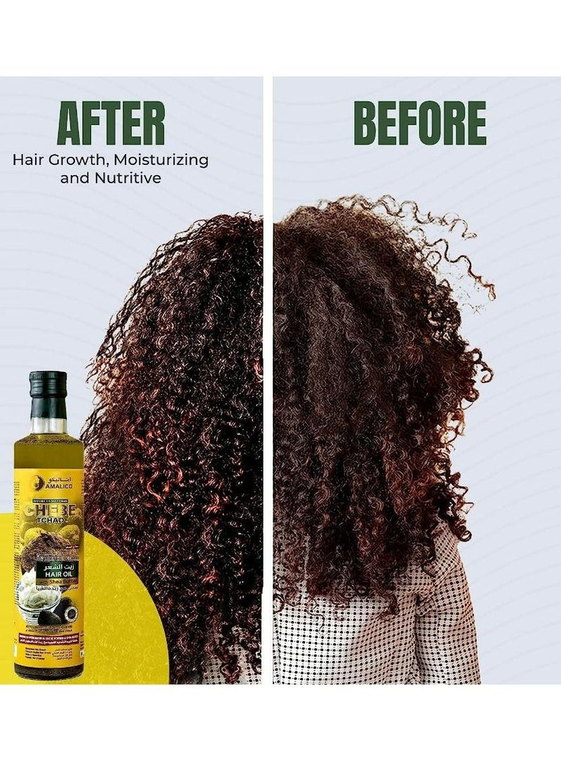 AMALICO - Chebe Oil for Hair Growth with SHEA BUTTER - Ready-to-Use Authentic African Chebe Powder for Hair Growth, Shea Butter, Palm Oil, Almond Oil, Olive Oil, Ostrich Oil 250 ML - Image 1