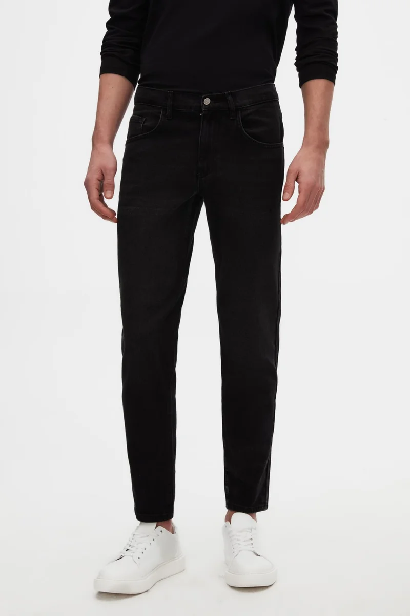 D'S DAMAT D'S Groom Ds Groom Comfort Fit Black Plain Jeans Five Pocket Lycra Washed Denim Trousers