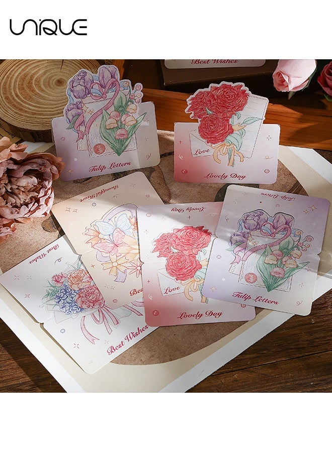 Unique 10 Sheets Watercolor Flower Series Greeting Cards - Foldable Bouquet Blank Greeting Card - 10 Styles - Flower Message Card - Suitable for Greeting Cards for Warious Holidays - Can Be Given to Teachers, Friends, Classmates, Colleagues, Etc - Image 4