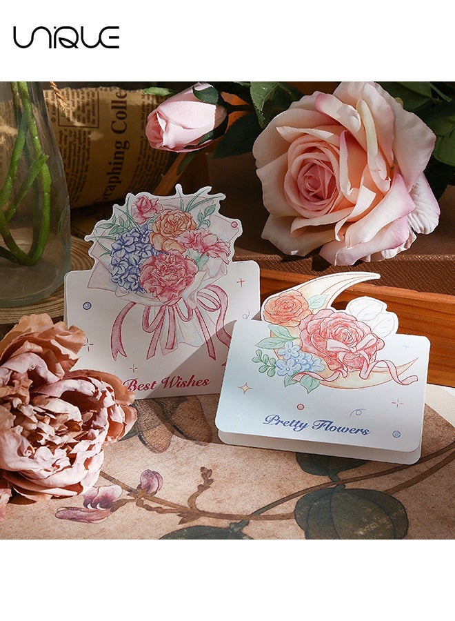 Unique 10 Sheets Watercolor Flower Series Greeting Cards - Foldable Bouquet Blank Greeting Card - 10 Styles - Flower Message Card - Suitable for Greeting Cards for Warious Holidays - Can Be Given to Teachers, Friends, Classmates, Colleagues, Etc - Image 3