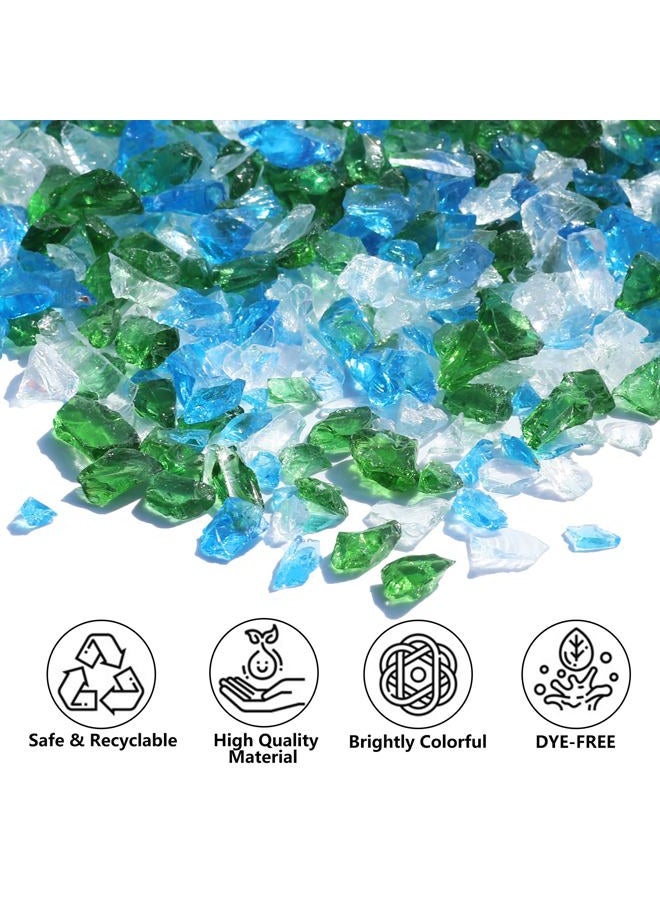 QYGL Crushed Glass for Resin Art, DIY Crafts, and Home Decor - 0.9LB Green Mix Broken Glass Pieces 3-6mm, for Vase Fillers, Tabletop Fire Pit, and Aquarium Rocks - Image 2