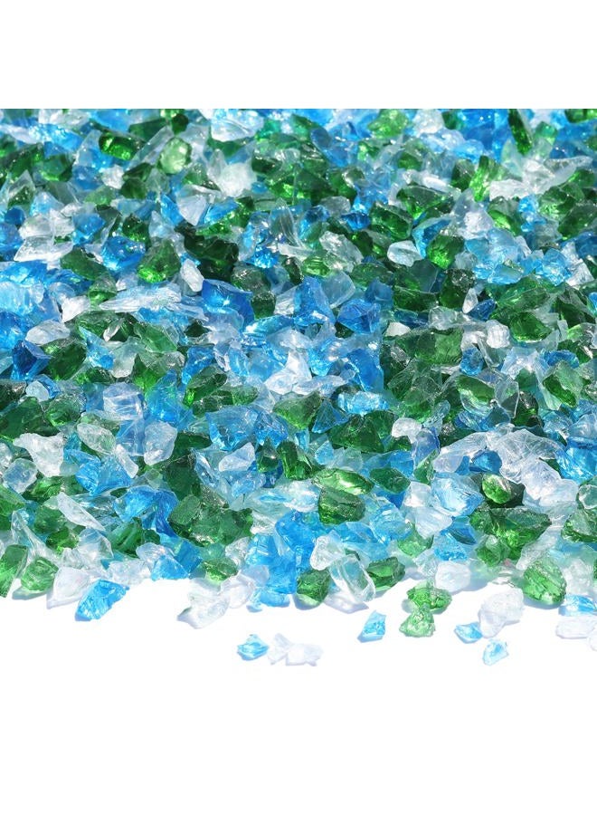 QYGL Crushed Glass for Resin Art, DIY Crafts, and Home Decor - 0.9LB Green Mix Broken Glass Pieces 3-6mm, for Vase Fillers, Tabletop Fire Pit, and Aquarium Rocks - Image 1