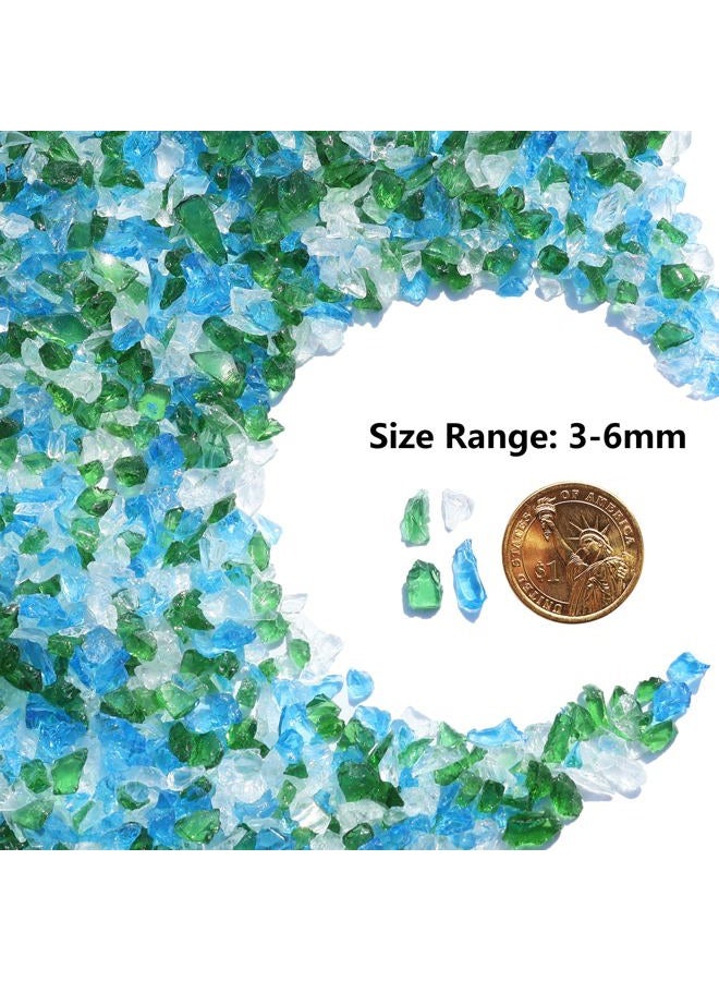 QYGL Crushed Glass for Resin Art, DIY Crafts, and Home Decor - 0.9LB Green Mix Broken Glass Pieces 3-6mm, for Vase Fillers, Tabletop Fire Pit, and Aquarium Rocks - Image 3