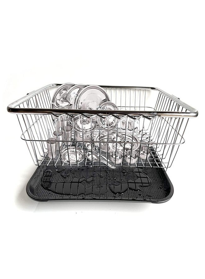 Kitchenwell Multipurpose Plastic Tray for Durable Dish Drainer with Drainage System| Kitchen Organizer | Dish Drainer Basket | Serving | Compact Kitchen Tray for Utensil Storage (Black) - Image 2