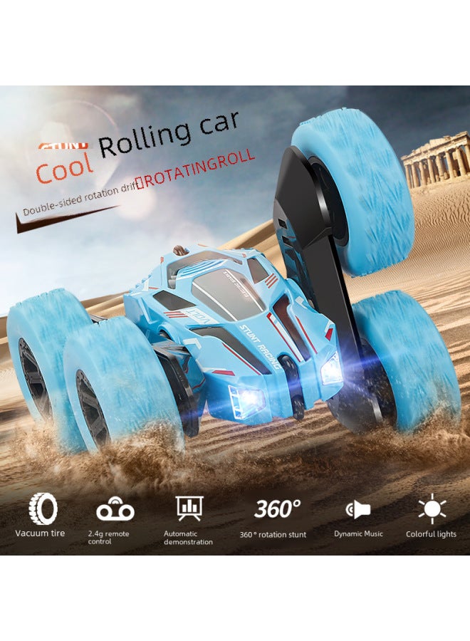 2.4g Wireless Remote Control Stunt Car Toy For Children Double-sided Rotation Drift Cool Rolling Vehicle Playset-Color:Orange With Music - Image 2