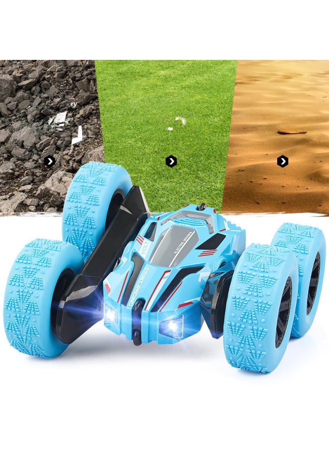 2.4g Wireless Remote Control Stunt Car Toy For Children Double-sided Rotation Drift Cool Rolling Vehicle Playset-Color:Orange With Music - Image 4