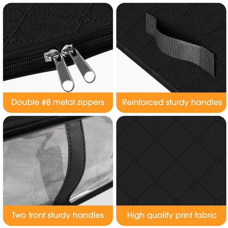 StorageRight Under Bed Storage Bins, 3-Pack 40L Foldable Fabric Storage Bags with Transparent Window, Breathable Organizer for Clothes/Blanket/Comforter/Quiltr, Black - Image 3