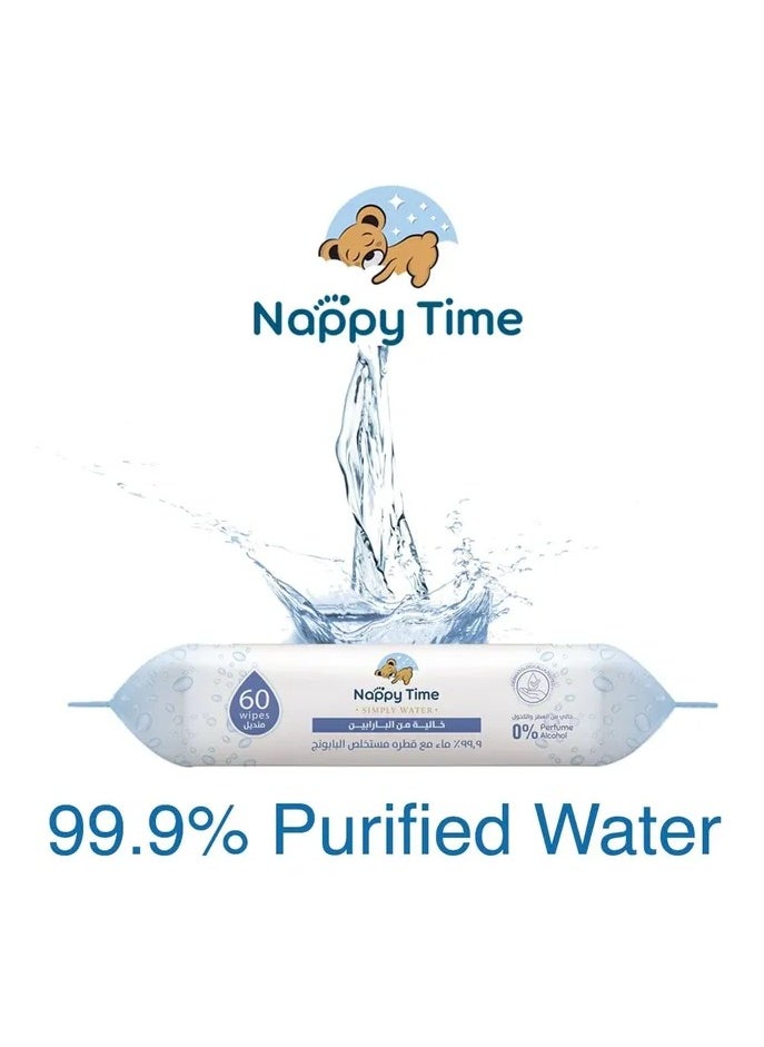 Nappy time - Nappy Time Baby Wipes 99.9 pure water with Chamomile extract - fragrance, alcohol, and paraben free baby wipes, safe for newborn skin - Image 1
