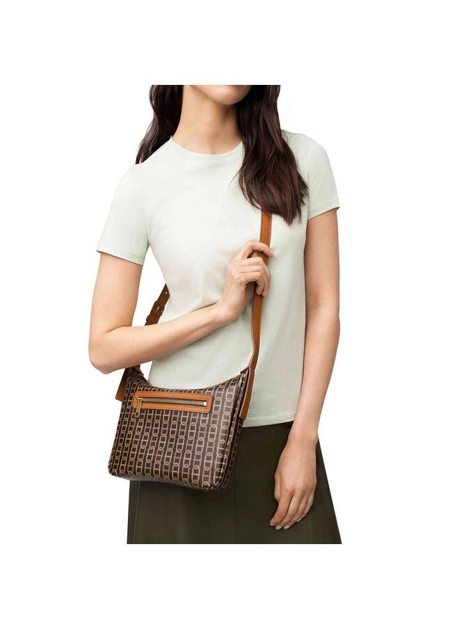 FOSSIL Fossil Women's Cecilia Faux Leather Small Crossbody Purse Handbag, Black/Brown Chain Print (Model: ZB1890914)  - Image 1