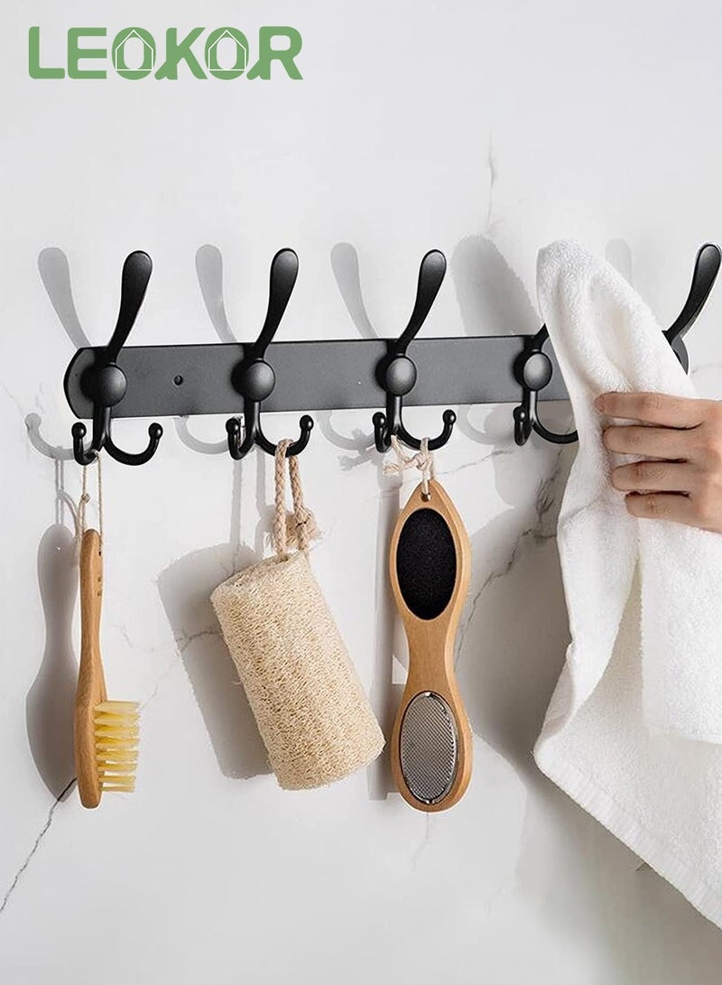 LEOKOR 2 Pack Stainless Steel Heavy Duty Coat Hooks Wall Hanger Wall Hooks Black - Image 3