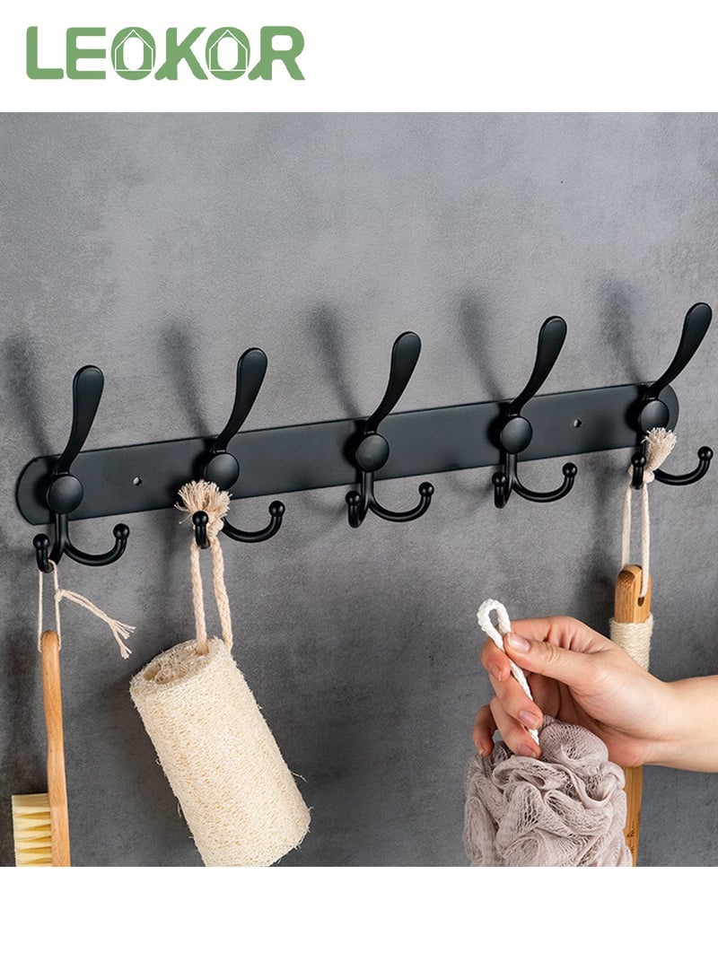 LEOKOR 2 Pack Stainless Steel Heavy Duty Coat Hooks Wall Hanger Wall Hooks Black - Image 2