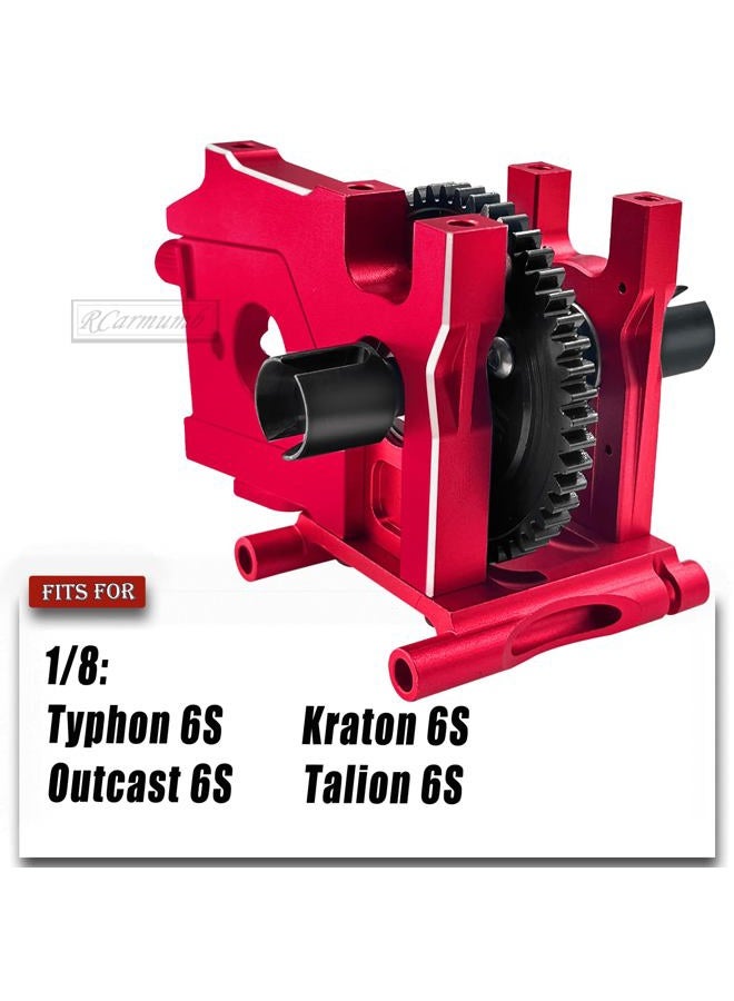 Rcarmumb RC Center Differential Mount & Cover & Motor Mount & 50T Diff Gear Slipper Upgrades Part for Arrma 1/8 Karton 6S,Typhon 6S,Outcast 6S,Talion 6S,Red - Image 2