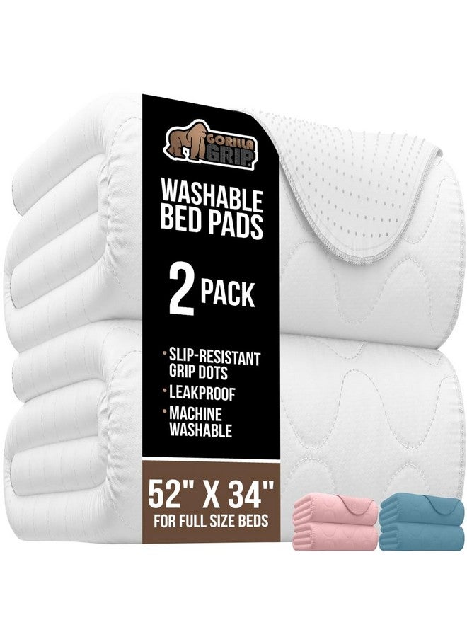 Gorilla Grip GORILLA GRIP Washable Underpads, Waterproof Reusable Heavy Absorbency Incontinence Bed Pads, Leak Proof Toddler Mattress Pad, 52x34 2 Pack, Slip Resistant for Bedwetting, Adults and Kids, White  - Image 1