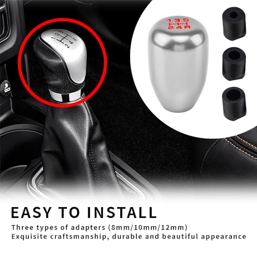 Kutyun Car Gear Shift Knobs, Manual Transmission Shift Knob, 5 Speed Car Stick Shift Knob with Adapter, Aluminum Alloy Shift Lever Knob, Universal Automatic Replacement for Manual Car - Image 4