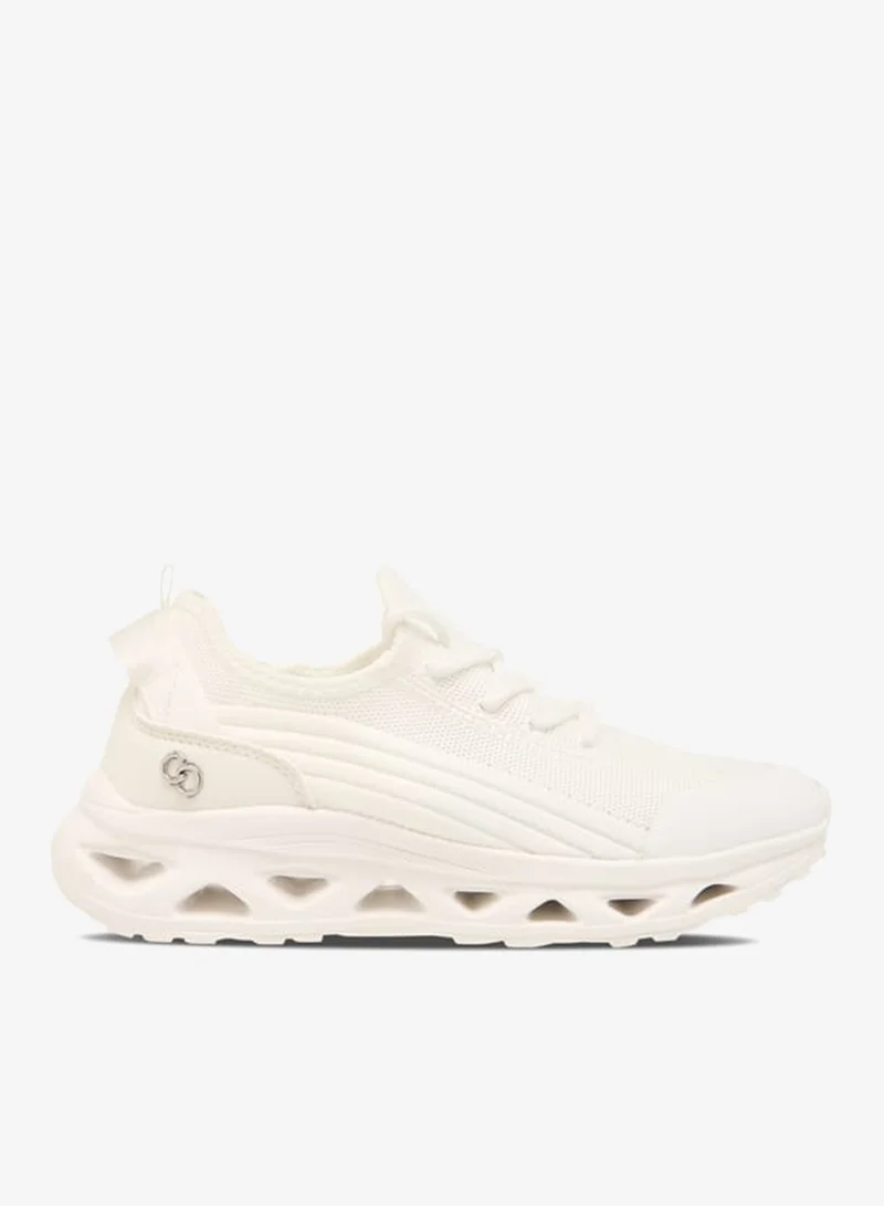 Women's Mesh Textured Sneakers with Lace-Up Closure