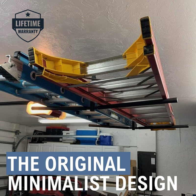StoreYourBoard Adjustable Overhead Ladder Rack â€“ Garage Organizer Ladder Shelf for Step & Extension Ladders - Storage Racks and Shelving for Garage Organization - Ceiling Mounted - Holds 150 lbs - Image 2