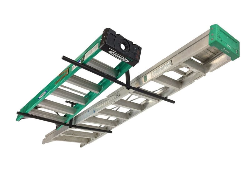 StoreYourBoard Adjustable Overhead Ladder Rack â€“ Garage Organizer Ladder Shelf for Step & Extension Ladders - Storage Racks and Shelving for Garage Organization - Ceiling Mounted - Holds 150 lbs - Image 1