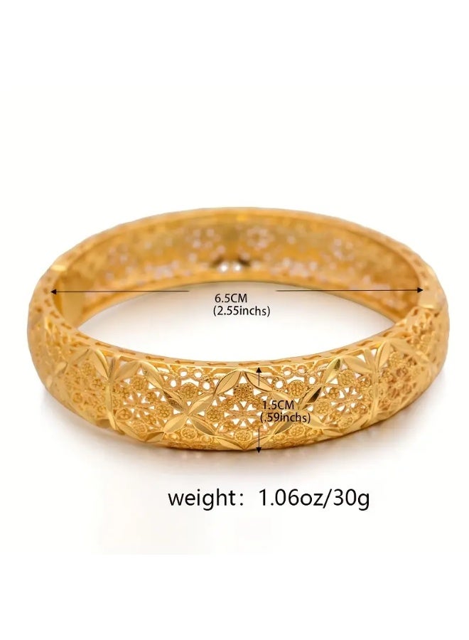 Goolsky Luxurious Golden-Toned Open Cuff Bracelet – Middle Eastern Dubai Style, Golden-Tone Open Design, Formal/Daily Wear Middle Eastern Aesthetics, Luxury Statement - Image 5