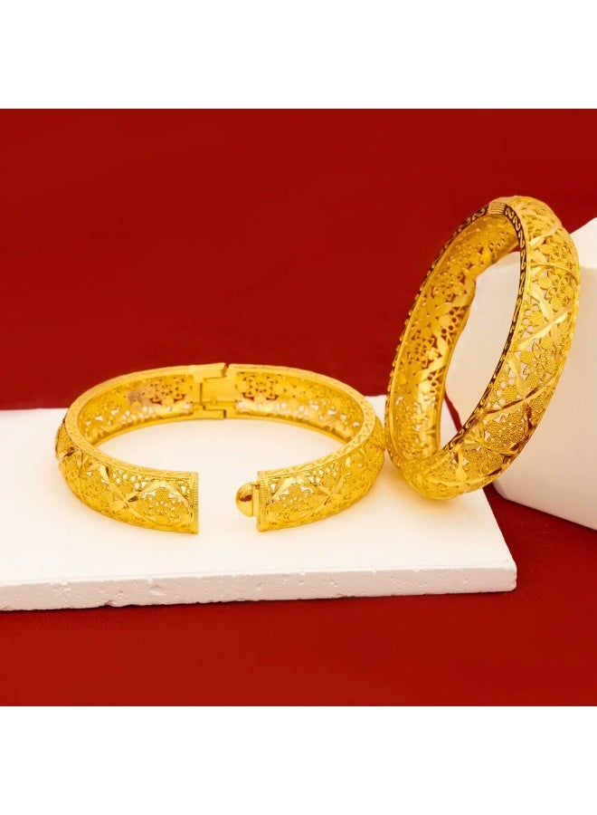 Goolsky Luxurious Golden-Toned Open Cuff Bracelet – Middle Eastern Dubai Style, Golden-Tone Open Design, Formal/Daily Wear Middle Eastern Aesthetics, Luxury Statement - Image 3