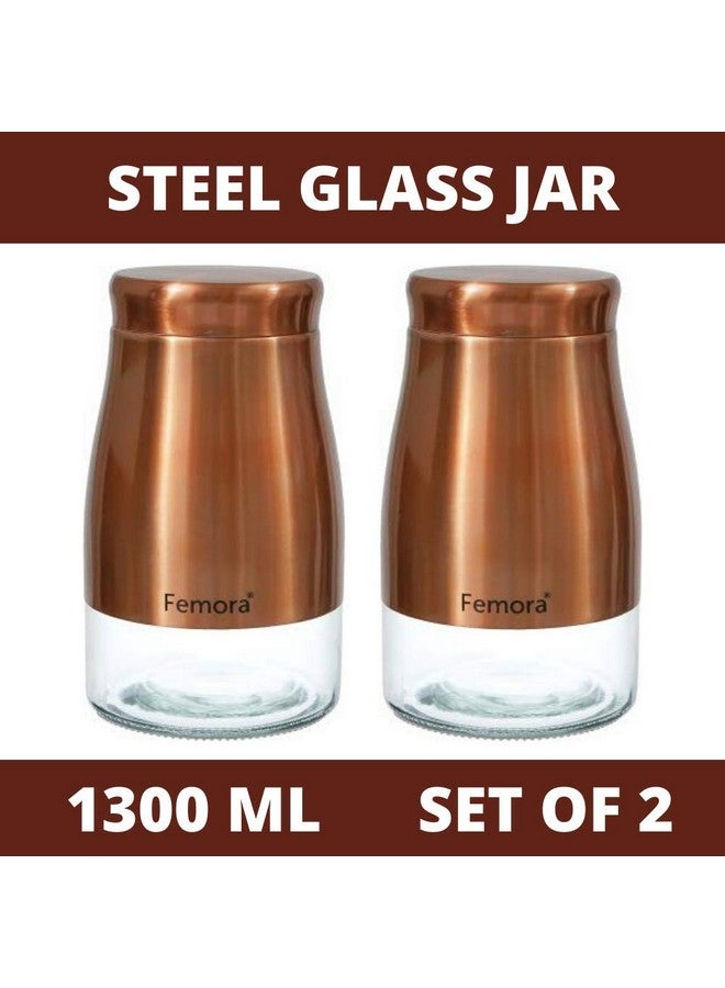 Femora Kitchen Storage Jars Copper Finish With See Through Bottom Jar, 1300 ML, Pack of 2 - Image 2