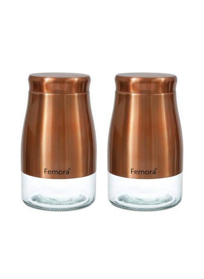 Femora Kitchen Storage Jars Copper Finish With See Through Bottom Jar, 1300 ML, Pack of 2 - Image 1
