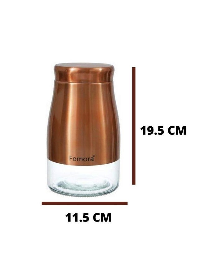 Femora Kitchen Storage Jars Copper Finish With See Through Bottom Jar, 1300 ML, Pack of 2 - Image 3